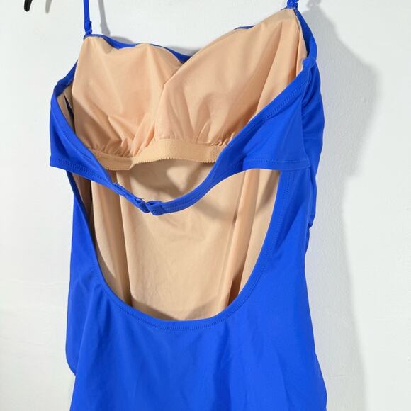 J. Crew Royal Blue Strapless or Halter Open Back One Piece Swim Medium H5398 - Picture 6 of 11